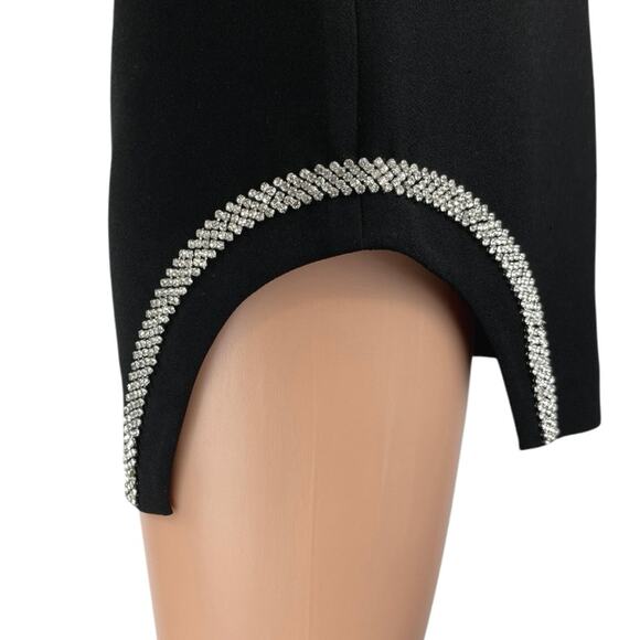 Zara Black Jeweled Rhinestone Embellished Slit Zipper Mini Pencil Skirt Size M - Picture 5 of 7